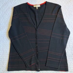 Vintage Escada Black Cardigan with Red Accents 40